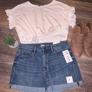 Cuffed hem denim shorts